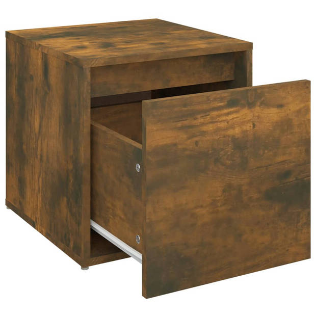 The Living Store Opbergbox Opbergkist - 40.5 x 40 x 40 cm - Gerookt eiken hout