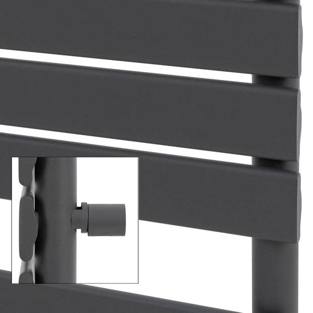 Badkamerradiator middenaansluiting 500x1800 mm antraciet met muuraansluitset LuxeBath
