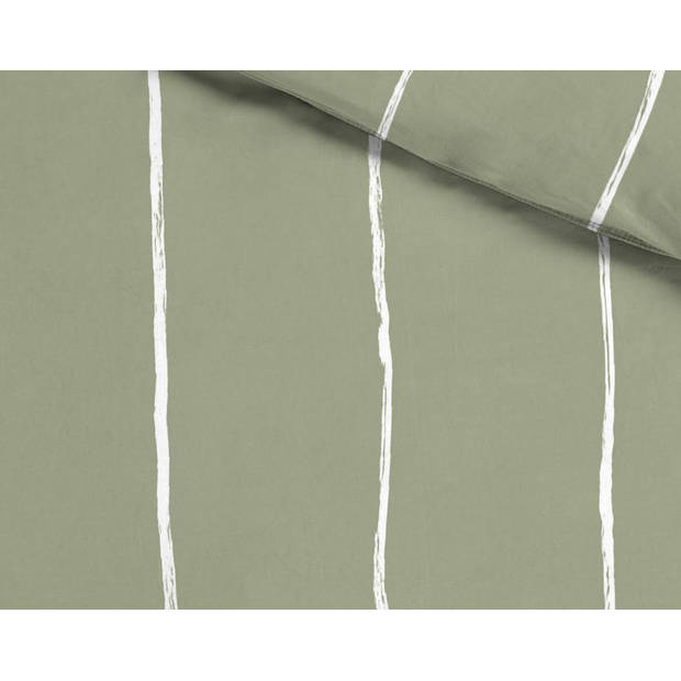 Luxe dekbedovertrek fair - biologisch katoen - 200x200/220 - lily STREEP groen