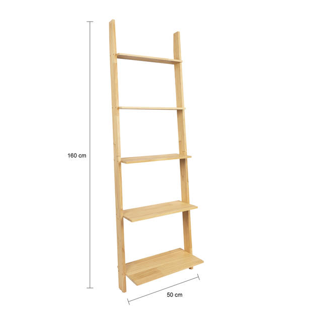 QUVIO Deco ladder voor muur met 5 treden - Hout