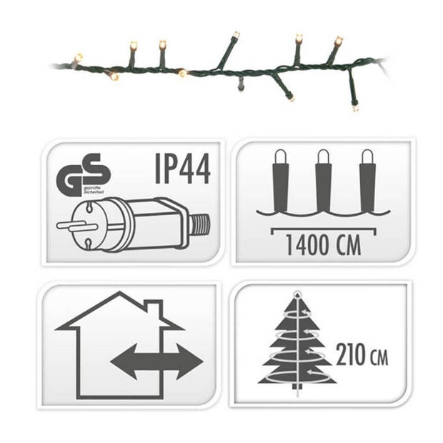 Kerstverlichting - Lichtsnoer - 700 LED's - Lengte: 14 meter - Extra warm wit