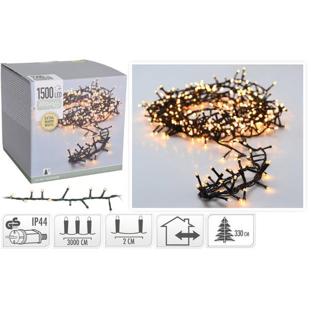 Kerstverlichting   Lichtsnoer   1500 LED's   Lengte: 30 Meter   Extra