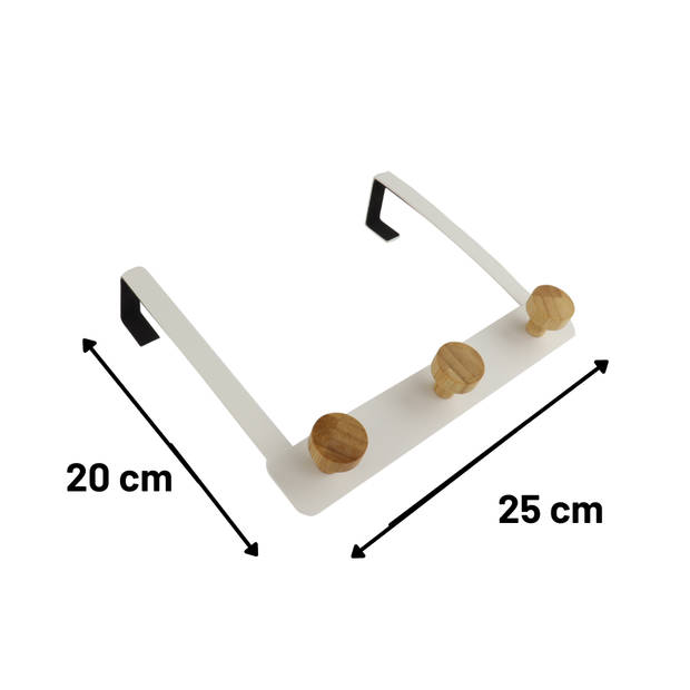 MISOU Deurkapstok - Deurhaak - Kapstok - Hangend - 3 Haken - Wit - Deurhanger