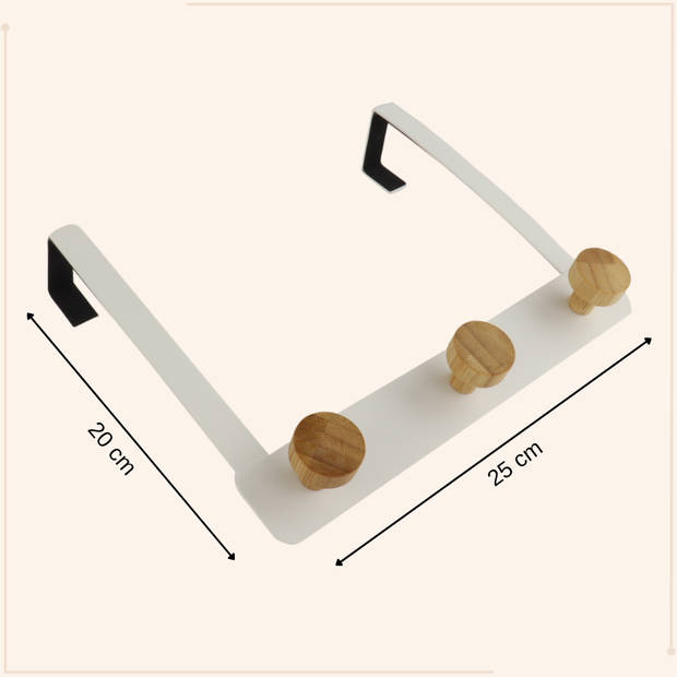 MISOU Deurkapstok - Deurhaak - Kapstok - Hangend - 3 Haken - Wit - Deurhanger