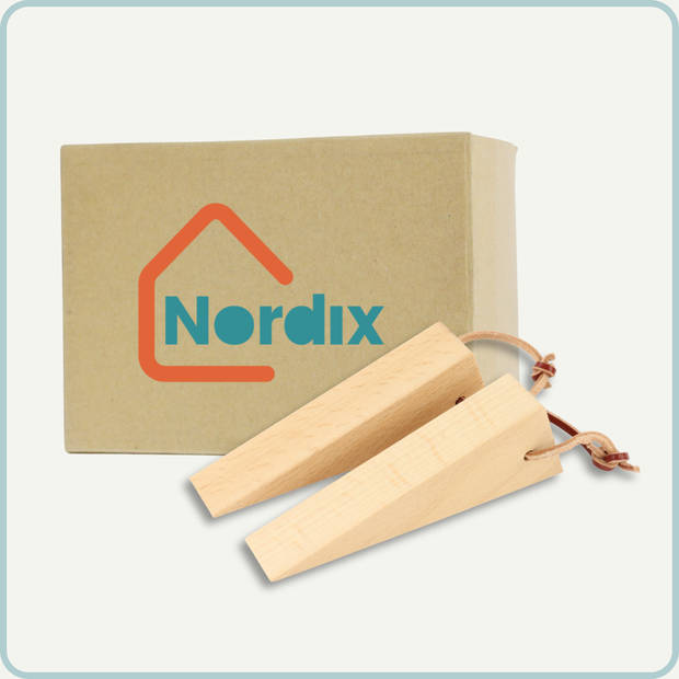 Nordix Deurstopper - Hout - Set van 2 - Deurvastzetter - Deurwig - Beige