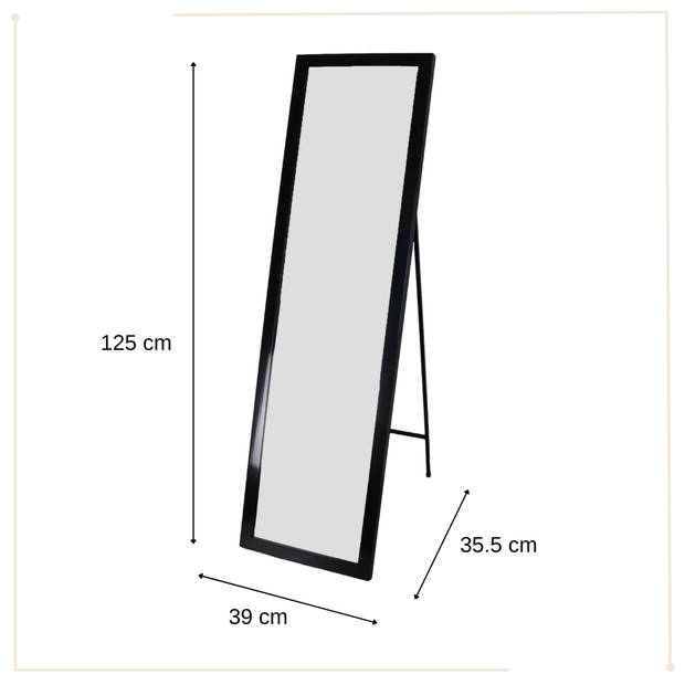 MISOU Passpiegel - Zwart - Staande - Spiegel - 35x125cm