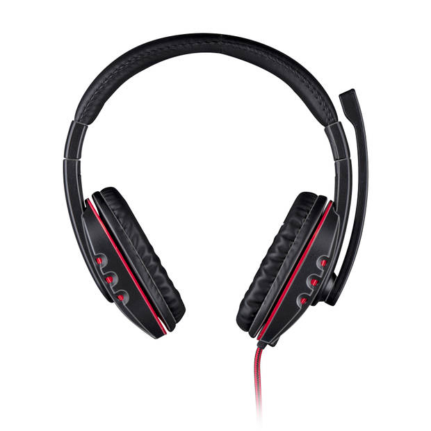No Fear Gaming Headset - 1.5 M Kabel - Opvouwbare Microfoon - Over-Ear Ontwerp - Zwart/Rood
