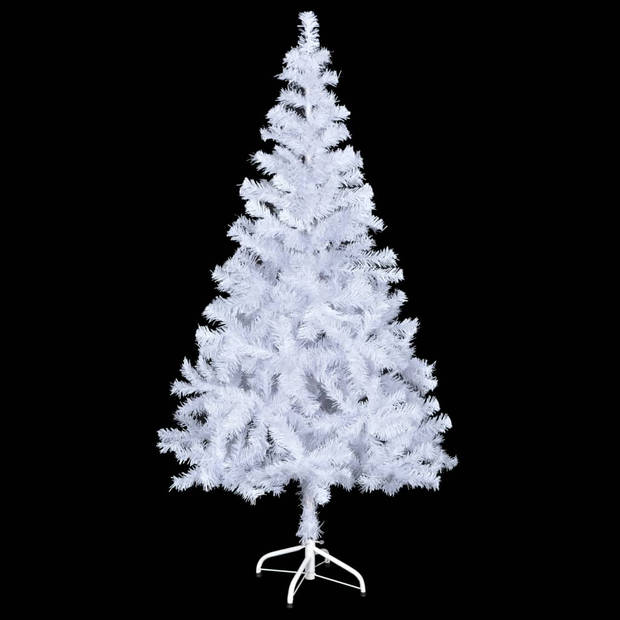 The Living Store Kunststof Kerstboom - 150 cm - Wit - 380 takken - Met 150 LEDs - Inclusief standaard -