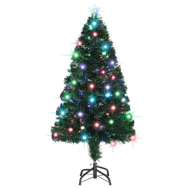 The Living Store Kerstboom Groen 120 cm - Levensechte takken - LED en glasvezel verlichting