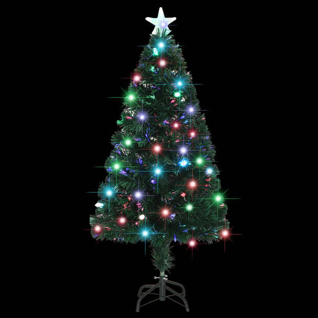 The Living Store Kerstboom Groen 120 cm - Levensechte takken - LED en glasvezel verlichting