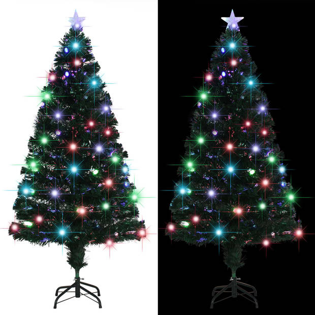 The Living Store kerstboom Kunstgroen 150 cm - LED en glasvezel- IP 2