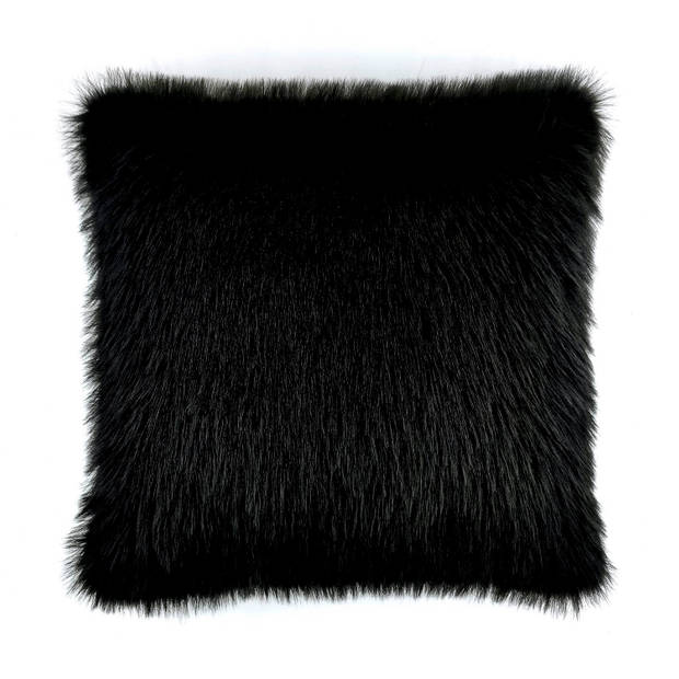 Heckett & Lane Fake Fur Sierkussen Perle - black is black 48x48cm