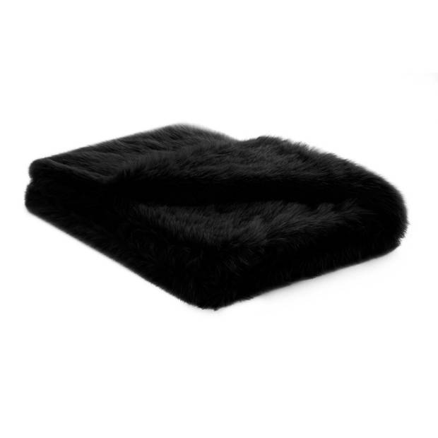 Heckett & Lane Fake Fur Plaid Perle - black is black 140x200cm
