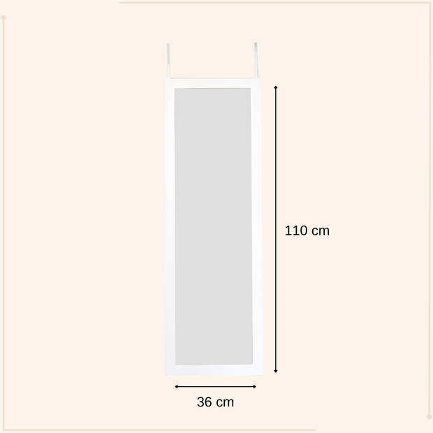 MISOU Deurspiegel - Hangend - Wit - Badkamerspiegel 36x110cm