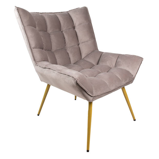 Clayre & Eef Fauteuil 79x91x93 cm Grijs Ijzer Textiel Woonkamer stoel Grijs Woonkamer stoel