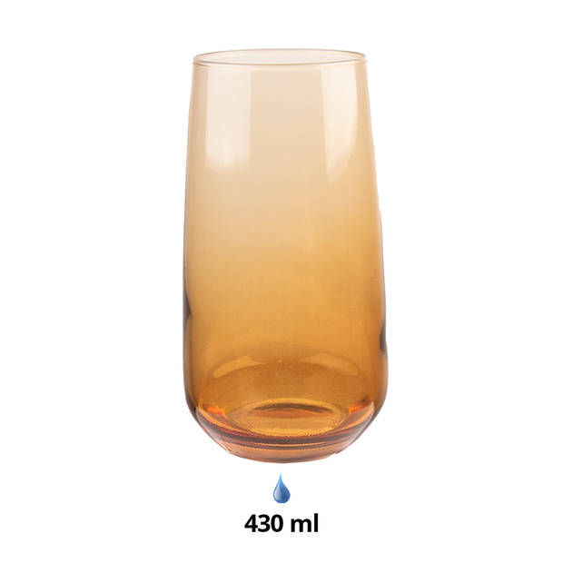 Clayre & Eef Waterglas 430 ml Bruin Glas Drinkbeker Bruin Drinkbeker