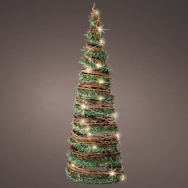 Kerstverlichting figuren Led kegel kerstboom rotan lamp 40 cm met 30 lampjes - kerstverlichting figuur