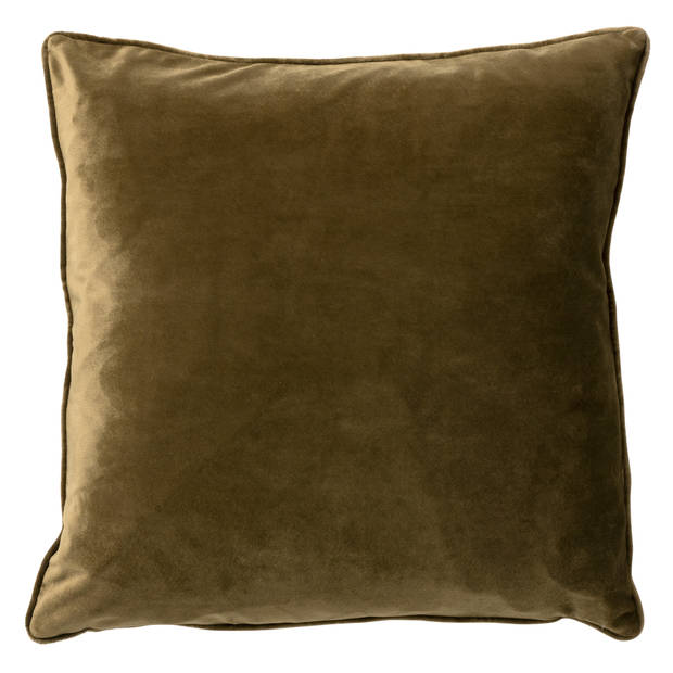 Dutch Decor - FINN - Kussenhoes 45x45 cm - velvet - effen kleur - Military Olive - groen