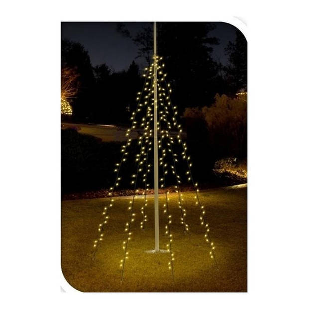 Kerstverlichting - Vlaggenmast - 2 stuks - 120 LED's - Hoogte: 200 cm - Warm wit