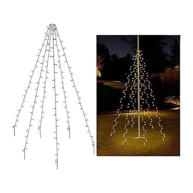 Kerstverlichting - Vlaggenmast - 4 stuks - 120 LED's - Hoogte: 200 cm - Warm wit