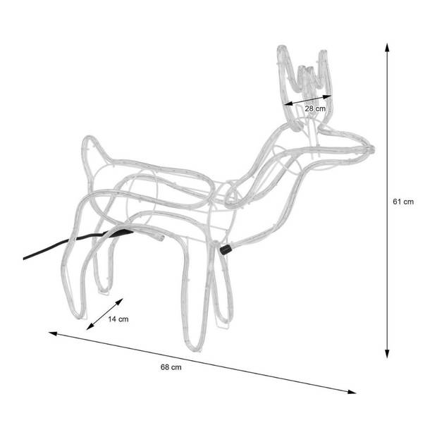 Kerstverlichting - 3D Rendier - 2 stuks - 61x13x62 cm - Warm wit
