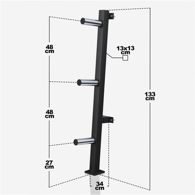 Gorillasports Halterschijven Standaard - Wandmontage 50 mm - Schijven opbergrek - Zwart