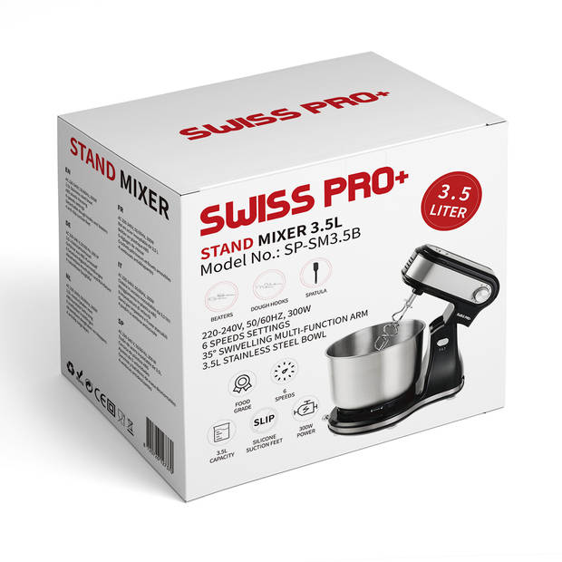 Swiss Pro+ Keukenmachine 3.5L Zwart - 3.5 Liter