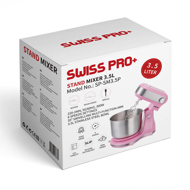 Swiss Pro+ Keukenmachine 3.5L Roze - 3.5 Liter - 3.5 Liter