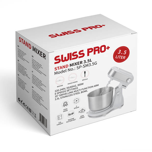 Swiss Pro+ Keukenmachine 3.5L Grijs - 3.5 Liter