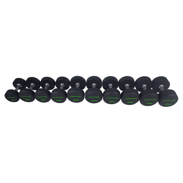 Tunturi Pro PU Dumbbell Set 14 t/m 32 kg - 1 paar - Halterset - incl. gratis fitness app