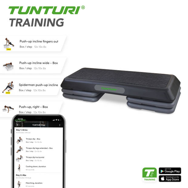 Tunturi Aerobic step - Fitness step verstelbaar - Incl. gratis fitness app
