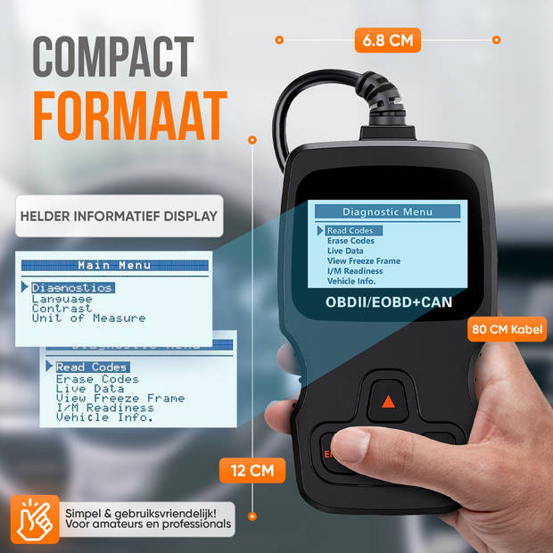 Strex OBD Scanner - OBD2 - Auto uitlezen - Storing Verwijderen - NL Taal - Auto scanner - Diagnose apparatuur voor