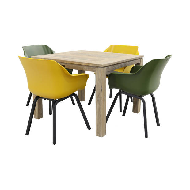 Hartman Sophie tuinstoel yellow & green/Rome grey 100 cm. - 5-delig