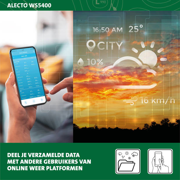 Professioneel 8 in 1 wifi weerstation met app Alecto Wit-Grijs