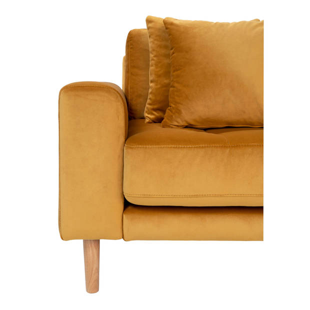 Lido bank met chaise longue rechts velours geel.