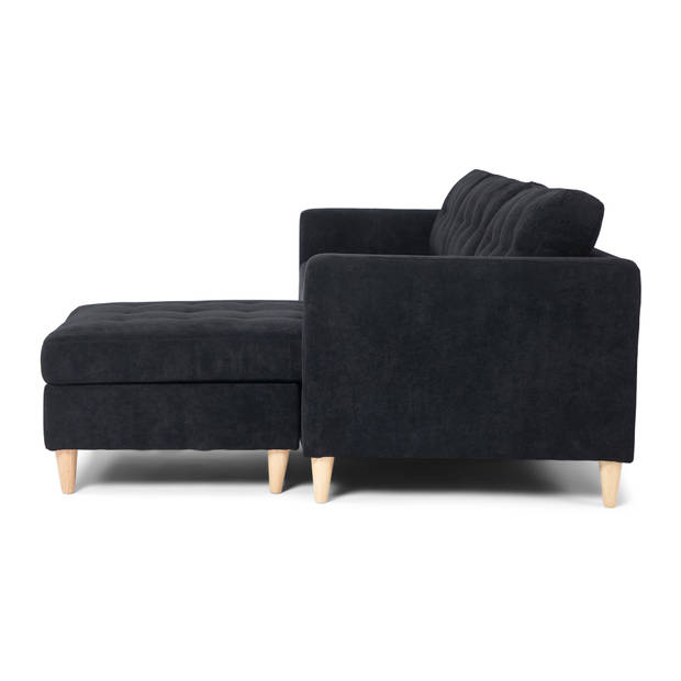 Marino bank AB3, chaise longue naar rechts of links gedraaid in fluweel zwart.