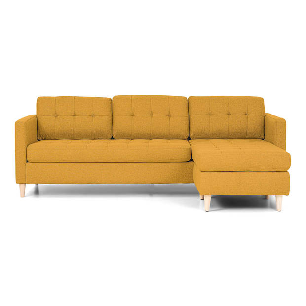 Marino 3-zitsbank met chaise longue links stof kerriegeel.