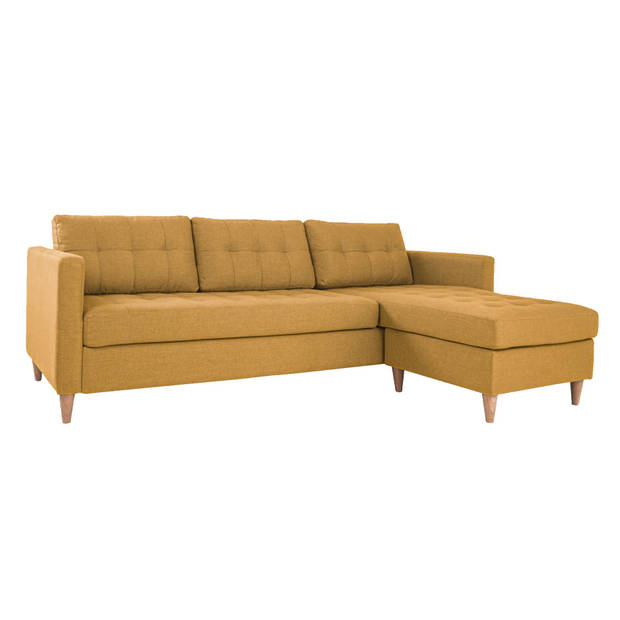 Marino 3-zitsbank met chaise longue links stof kerriegeel.