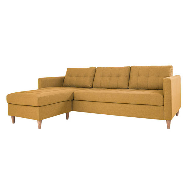 Marino 3-zitsbank met chaise longue links stof kerriegeel.