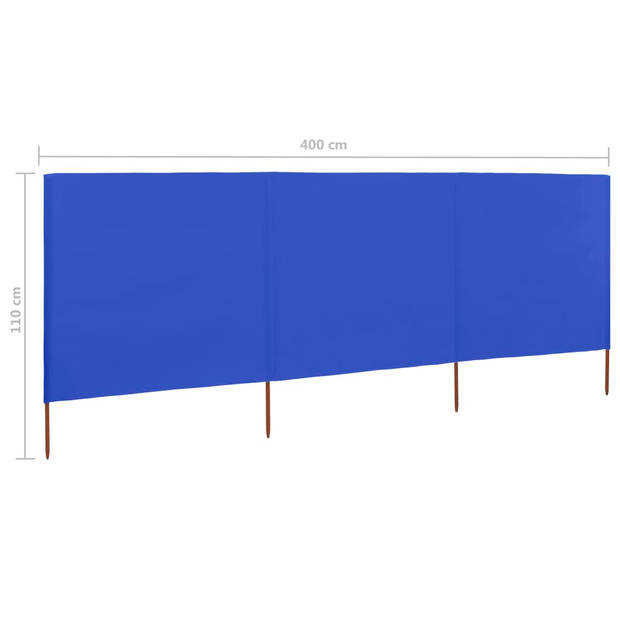 vidaXL Windscherm 3-panelen 400x80 cm stof azuurblauw