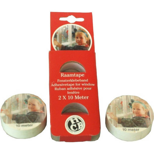 Raamtape wit- 2x rol - 10 meter x 1,8 cm - raamversiering - Feeststickers