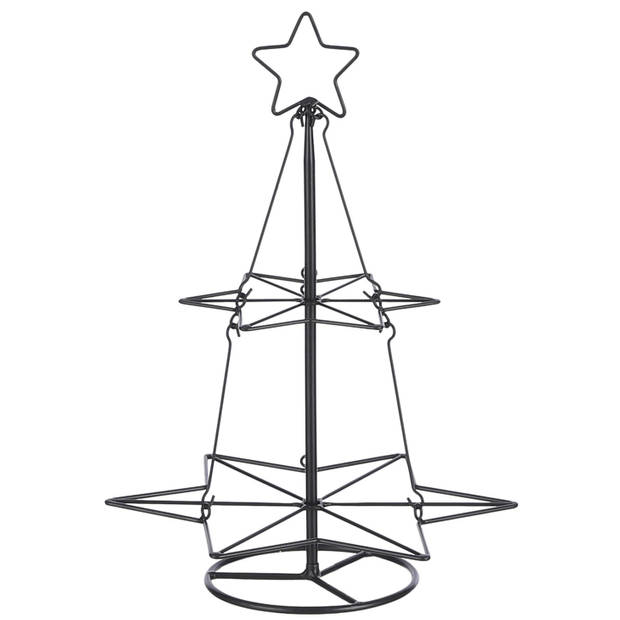Metalen decoratie kerstboom zwart 40 cm kerstballen standaard/rekje - Kunstkerstboom