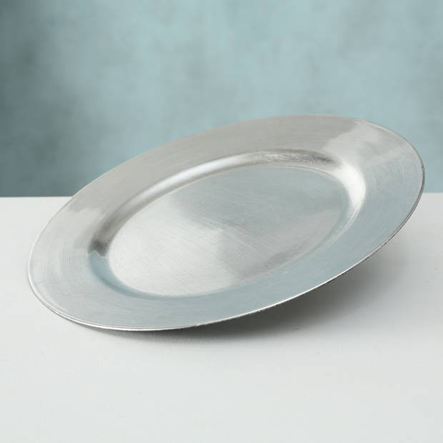 6x Ronde zilverkleurige onderzet diner/eettafel borden 33 cm - Onderborden