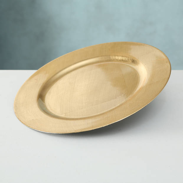 6x Ronde goudkleurige onderzet diner/eettafel borden 33 cm - Onderborden