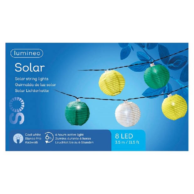 Solar lampion tuinverlichting/feestverlichting wit, geel, groen, lichtblauw 3.5m - Lichtsnoeren