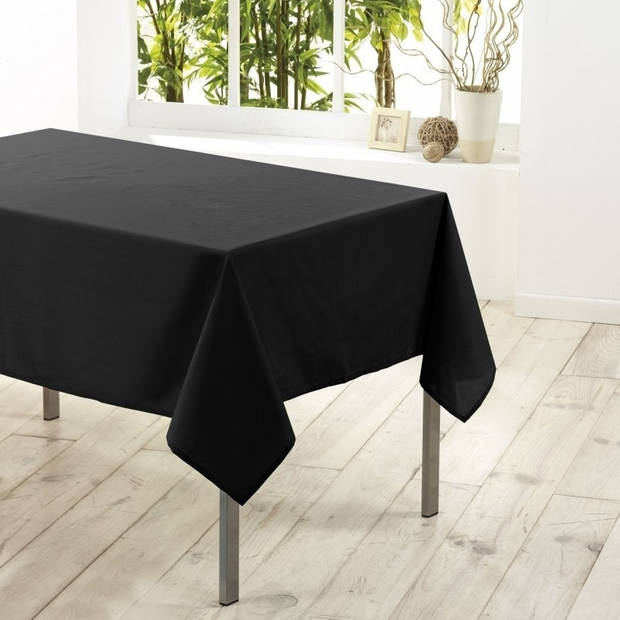 Zwarte tafelkleden/tafellakens 140 x 250 cm rechthoekig van stof - Feesttafelkleden