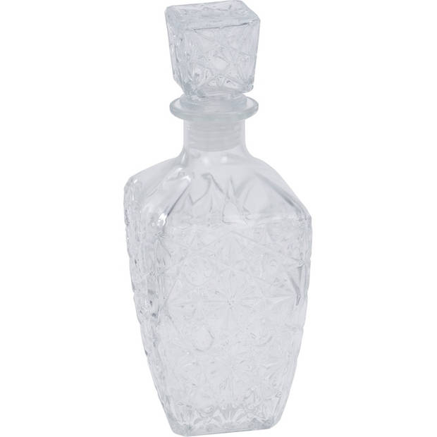 Glazen decoratie fles/karaf 900 ml/9,5 x 25 cm voor water of likeuren - Whiskeykaraffen