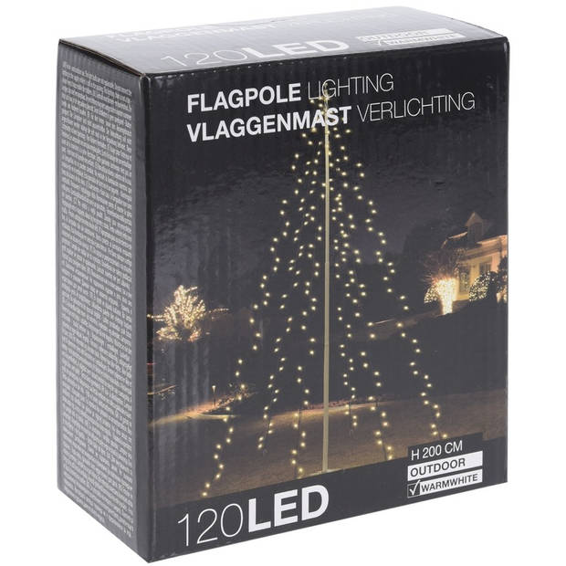Vlaggenmast LED verlichting voor buiten 120 lampjes - kerstverlichting figuur