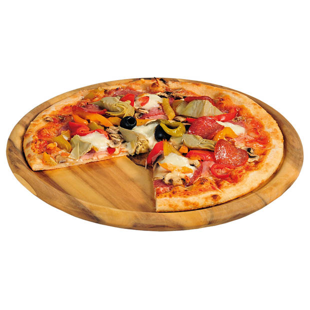 2x stuks houten serveerborden/pizzaborden rond 32 cm - Snijplanken