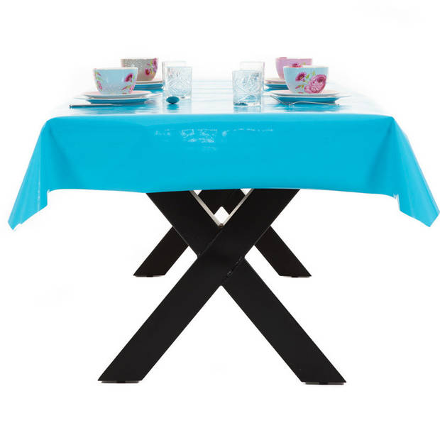 Turquoise blauwe tafelkleed/tafelzeil 140 x 250 cm rechthoekig - Tafellakens